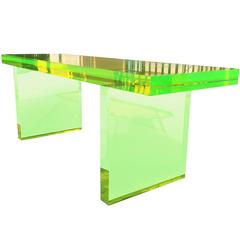 Lime Green Lucite Bench by Cain Modern