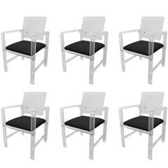 Set of Six Modern Lucite Armchairs by Cain Modern