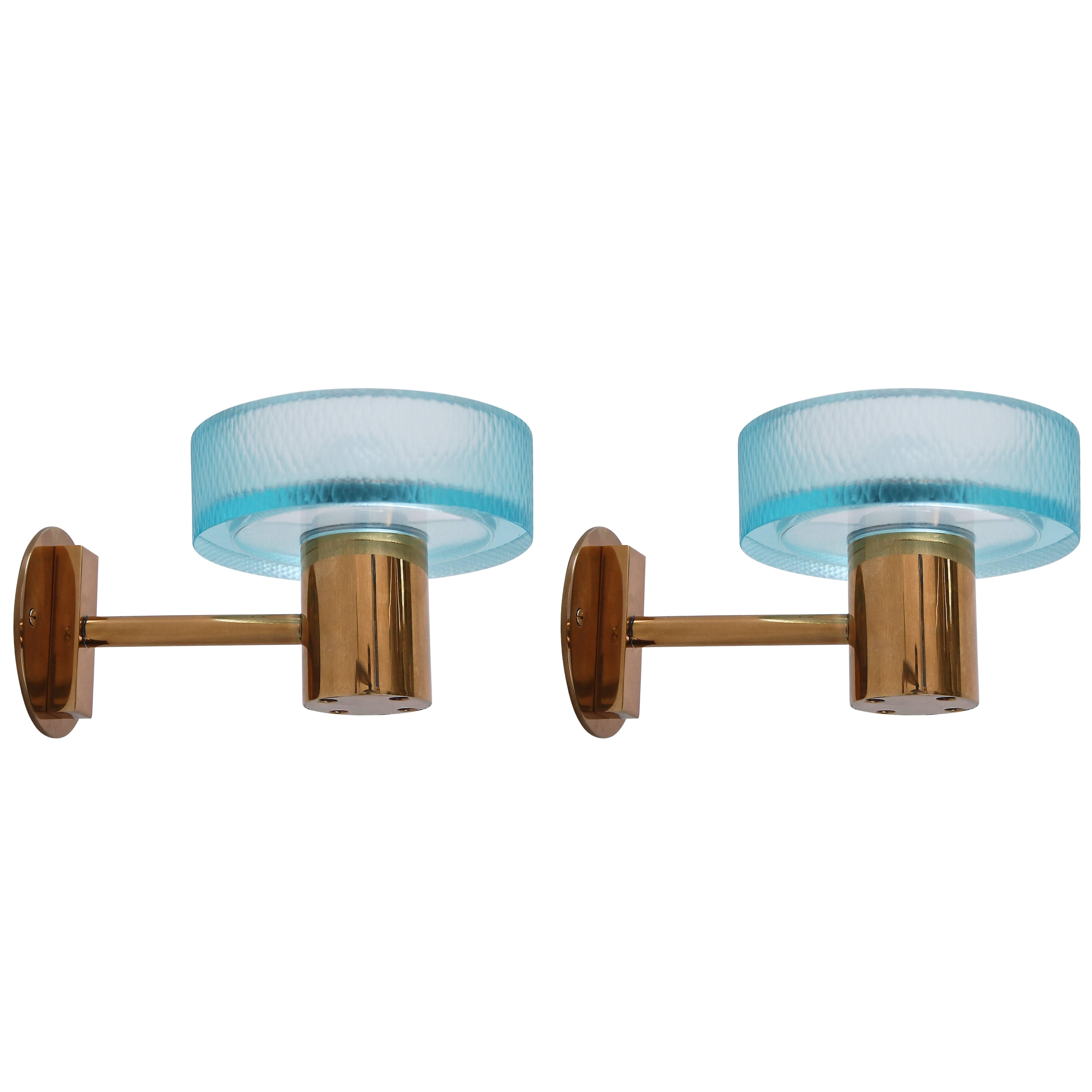 Pair of Seguso Chiseled Sconces