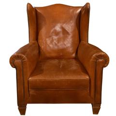 Italian Leather Wingback Chair 8