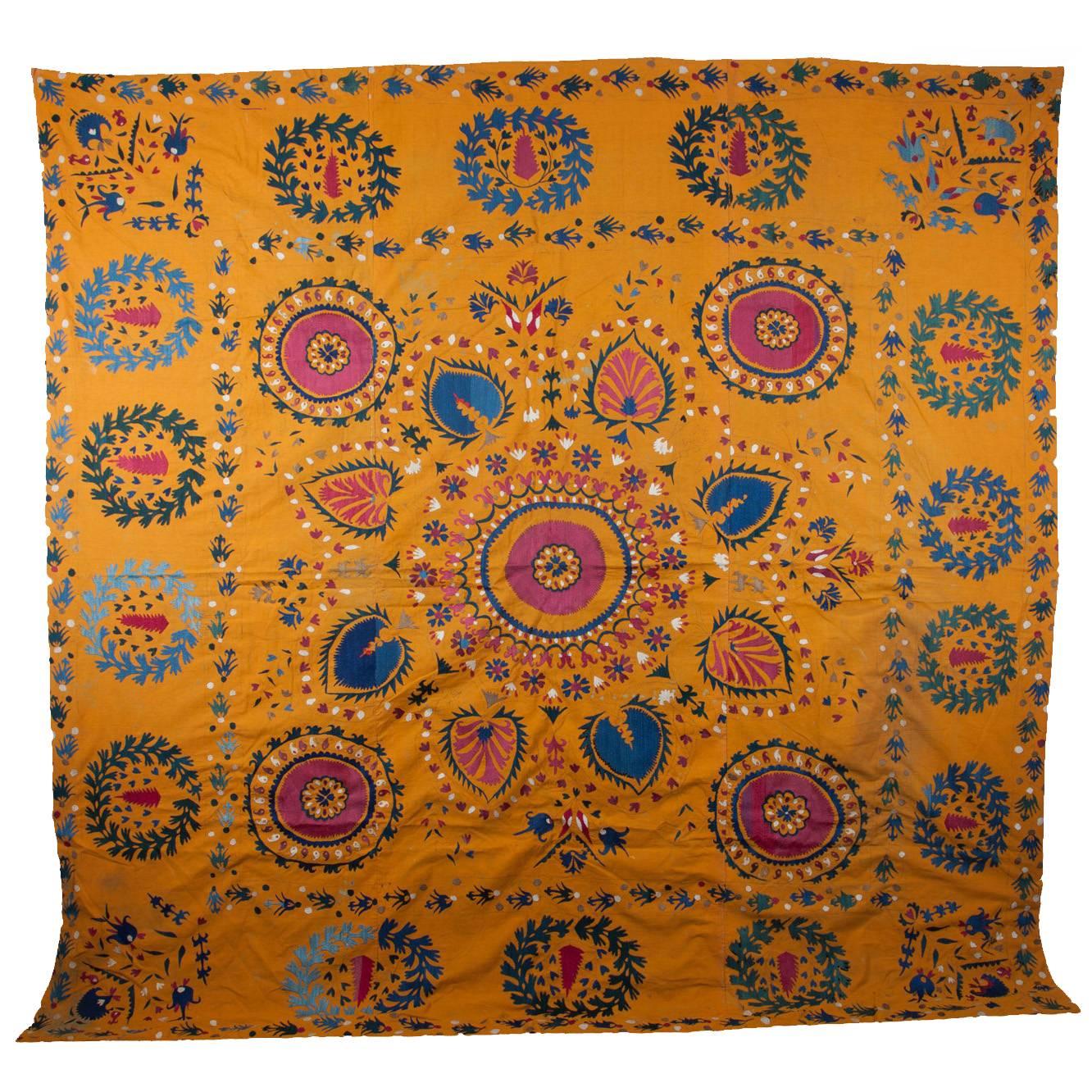 Vintage Uzbek Suzani or Embroidery, Central Asia, circa 1920s For Sale