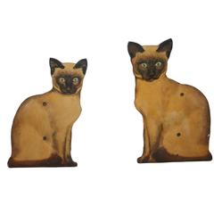 Pair of Painted Wood Siamese Cats 7