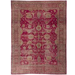 Distressed Vintage Turkish Oushak Rug 5