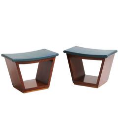 1930s Italian mahogany pair of footstools 1930s Italian mahogany pair of footstools