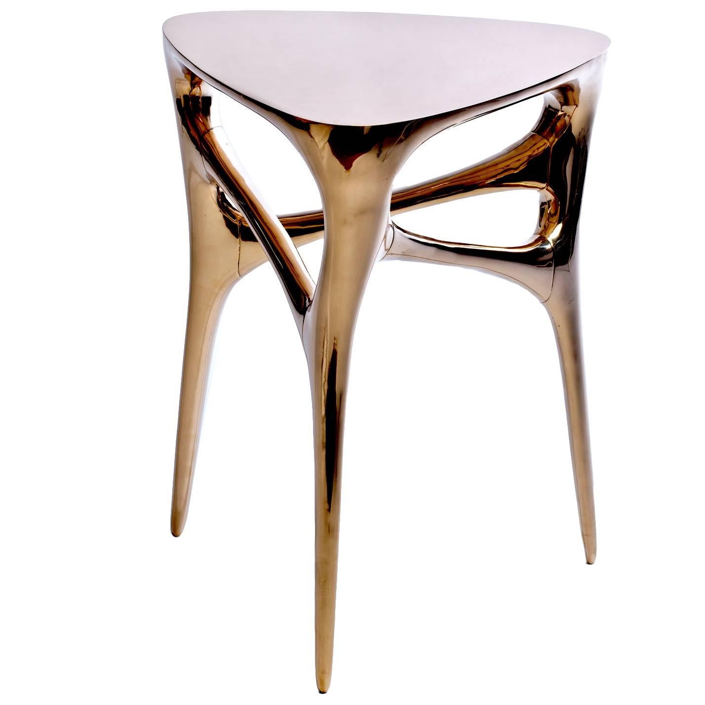 Methodology Side Table in Cast and Polished Bronze by Timothy Schreiber