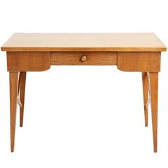 1940s French limed oak writing table