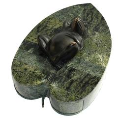 Elegant Tessellated Marble and Bronze Frog Jewelry Box 6