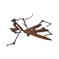 Kozan Meji Period Articulated Okimono "Praying Mantis" Patinated Copper