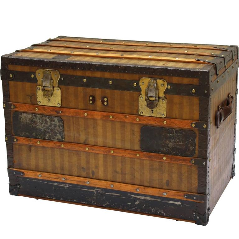 Late 19th Century Louis Vuitton Striped Rayee Canvas Steamer Trunk