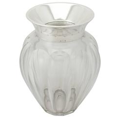 German Glass and Sterling Silver Mounted Vase - Antique Circa 1900