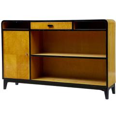 20th Century Later Art Deco Birch and Ebonised Low Bookcase