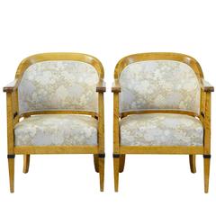 Pair of Swedish Art Deco Birch Armchairs