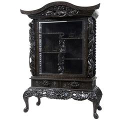 Stunning Early 20th Century Carved Japanese Display Cabinet