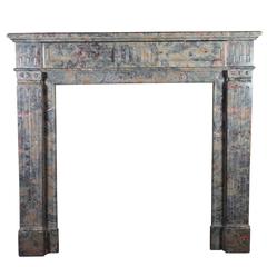 19th Century Antique Fireplace Mantel in Grey Rose Marble