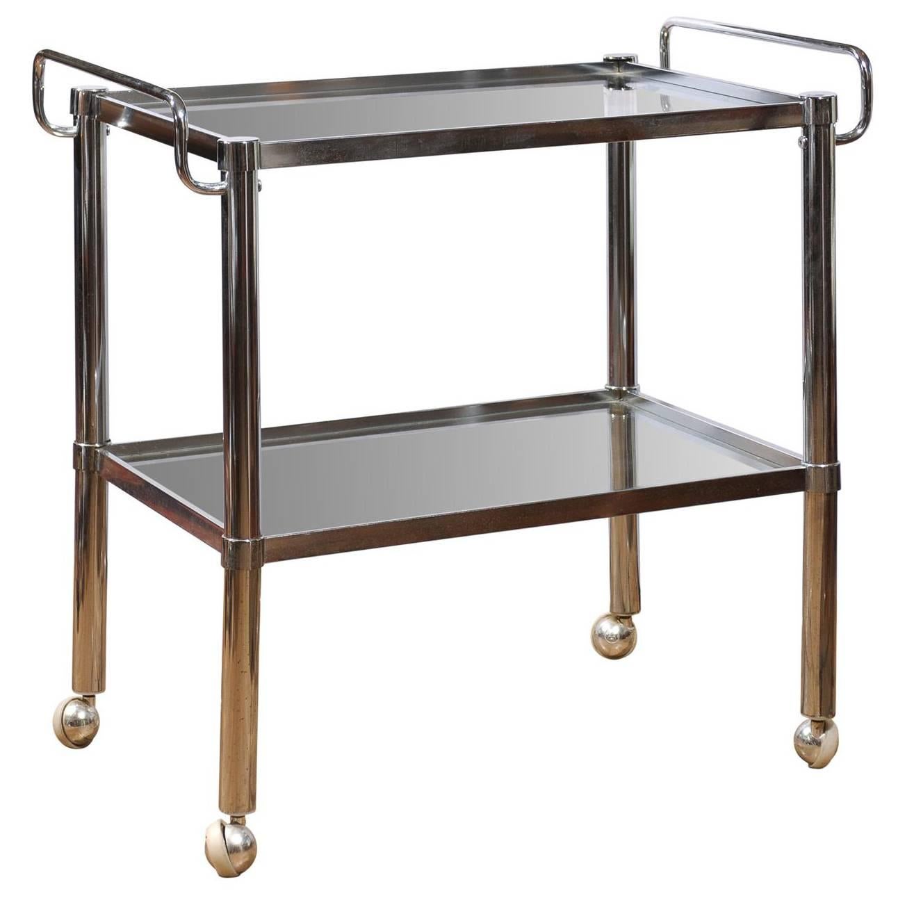 Midcentury Chrome Two Tier Bar Cart