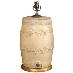 Antique English Stoneware Spirit Barrel Lamp
