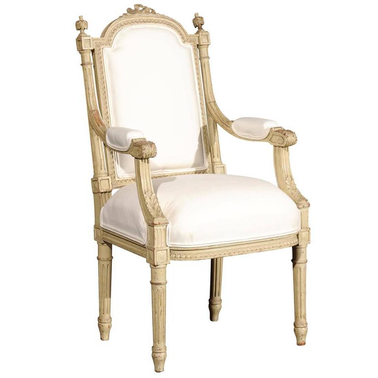 French 1920s Painted And Carved Wood Child S Chair With Muslin French 1920s Painted And Carved Wood Child S Chair With Muslin Upholstery For