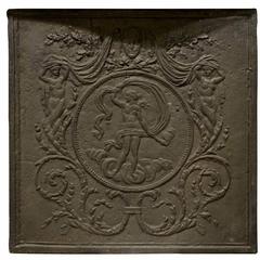 Cas Iron Fireback Representing Venus and Her Mirror and Torch, 18th Century
