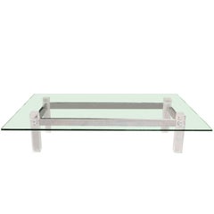Monumental Lucite and Chrome Cocktail Table