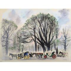 "Carriages at the Park" Painting by Andre Hambourg