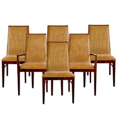 Retro Set of Six Walnut Dining Chairs by Dillingham