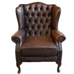 Tufted Leather Wing Chair