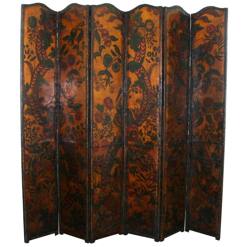 17th Century Leather Screen For Sale