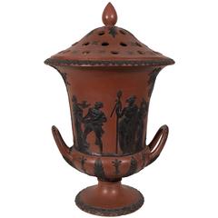 Wedgwood Rosso Antico Vase with Black Basalt Decoration