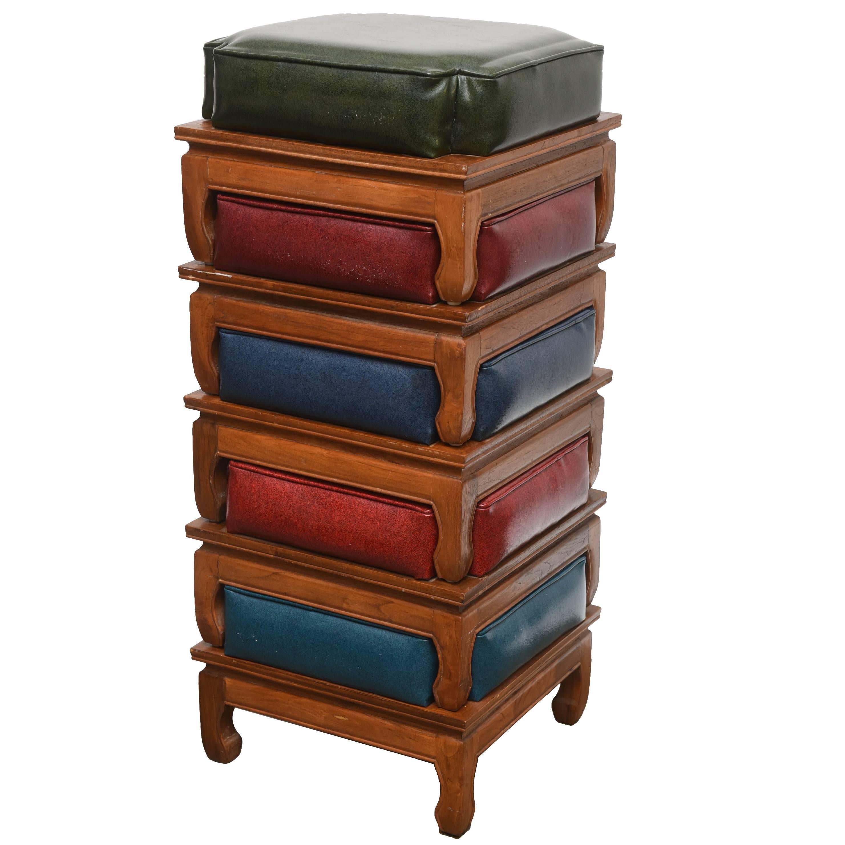 Mid-Century Modern Stacked Stools, Ottomans For Sale