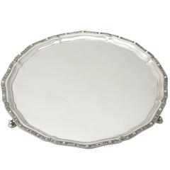 Sterling Silver Salver, Lindisfarne Style, Antique George V