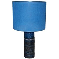 Blue Mid Century Modern Ceramic Table Lamp by Norrmans-Motola Finland circa 1960 10