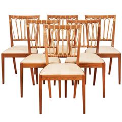 Set of Six Josef Frank Mahogany Chairs, Svenskt Tenn, Sweden, 1940s