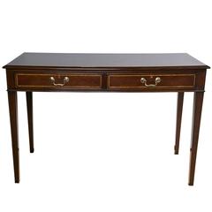 English Mahogany Writing Table with Tapered Leg and Computer Drawer