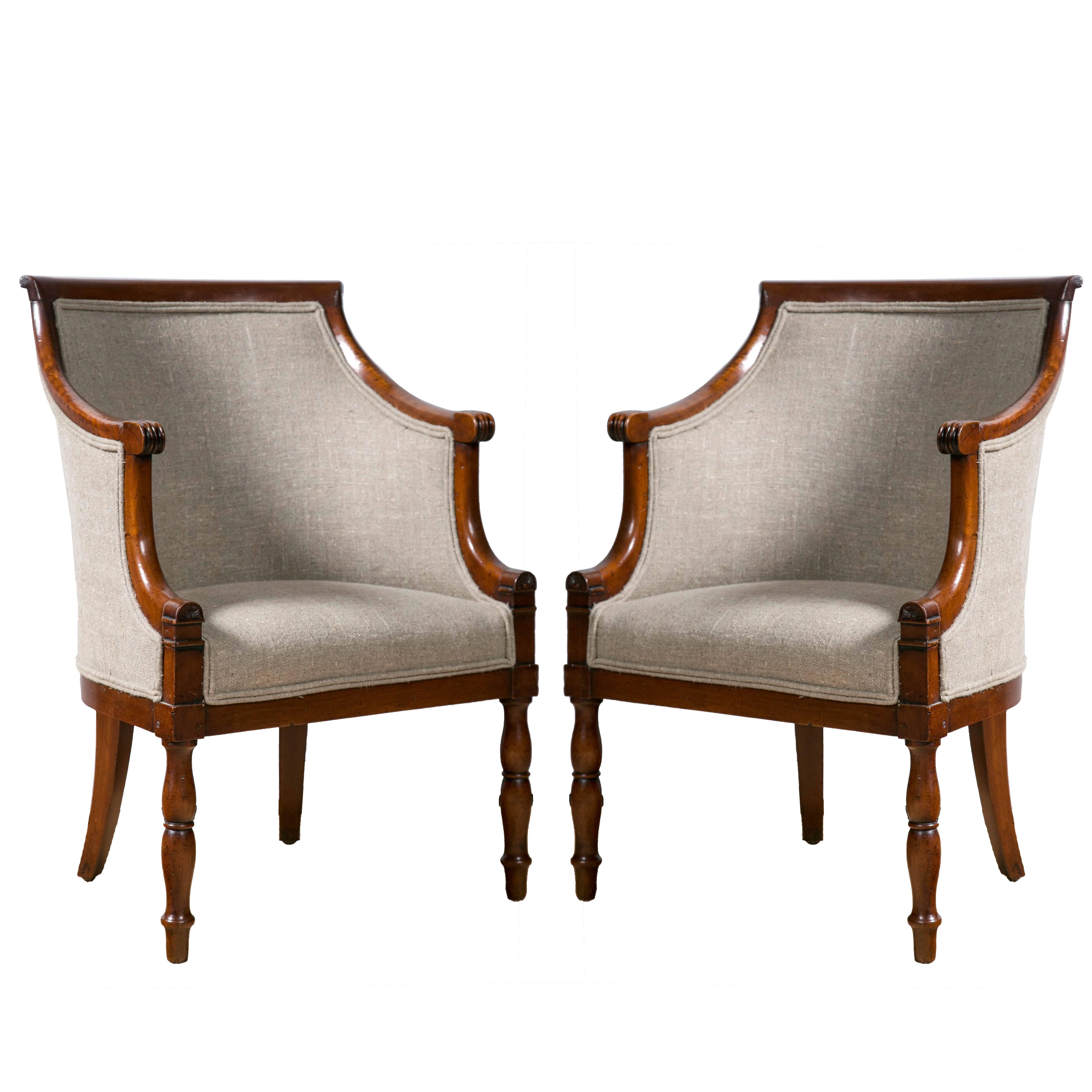 Pair French Upholstered Chairs For Sale