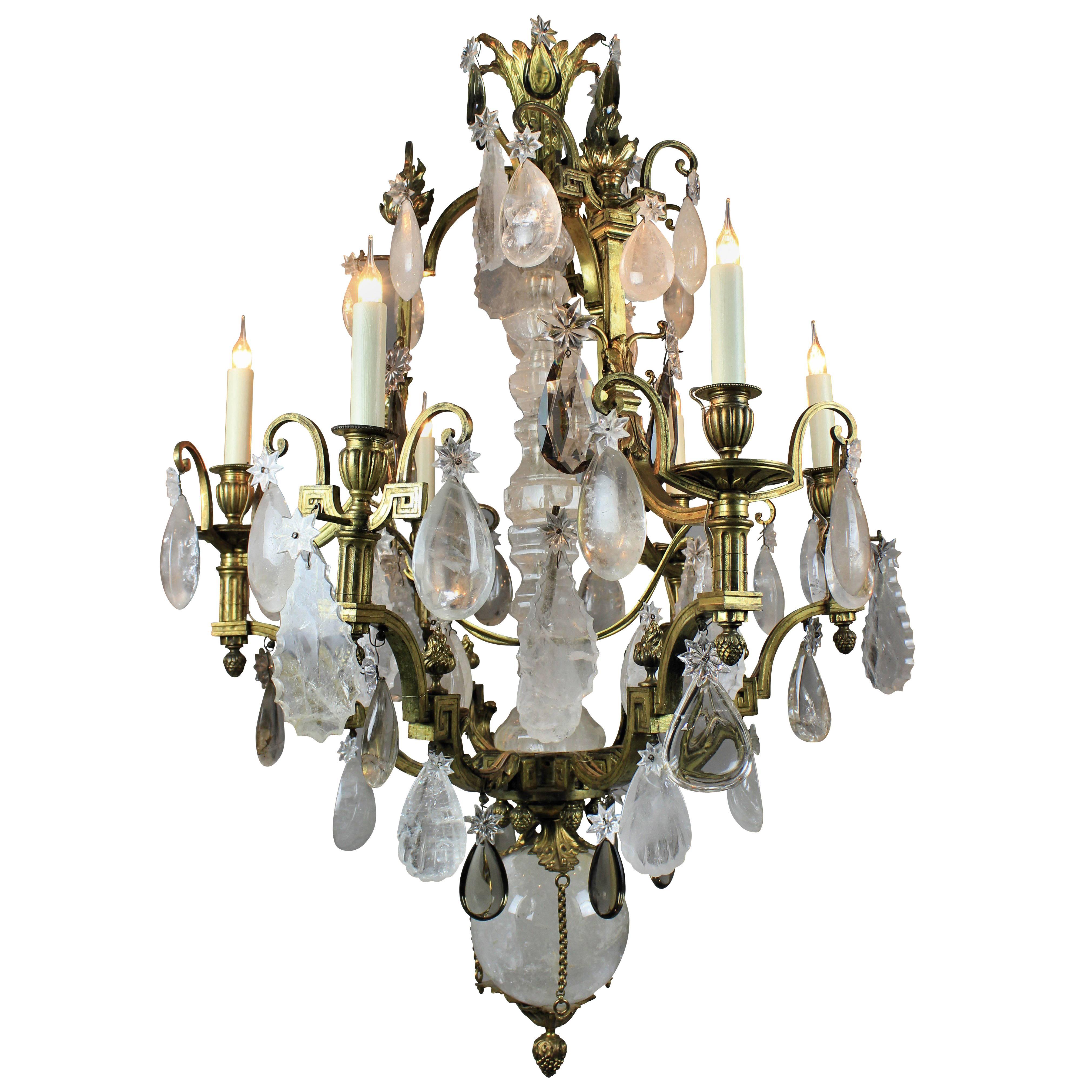 Fine Russian Gilt Bronze and Rock Crystal Chandelier