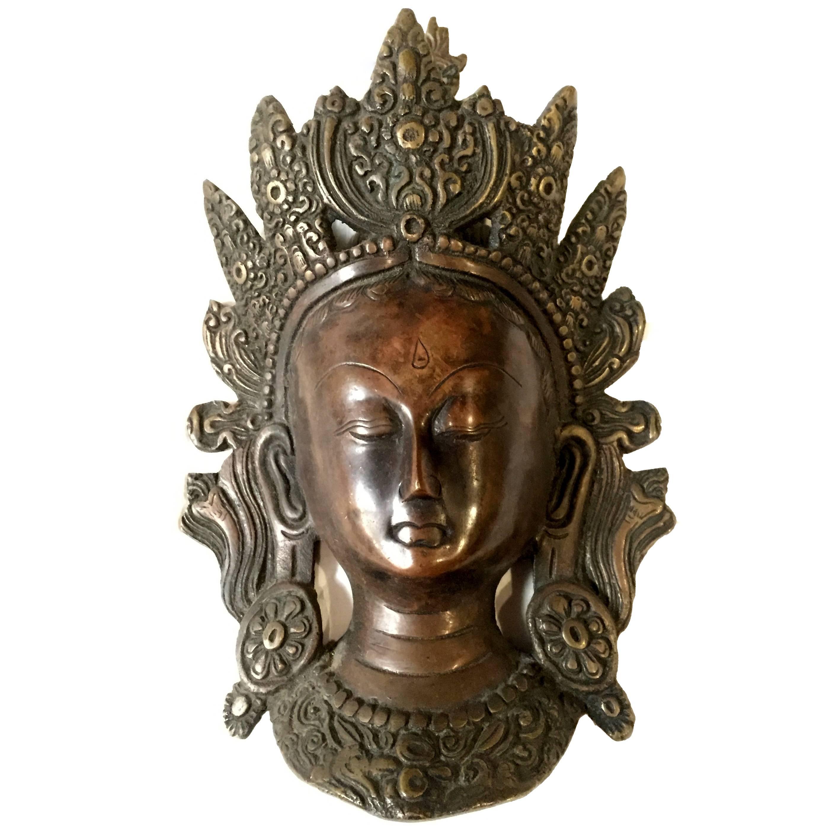 Tibetan Bronze Mask of Tara