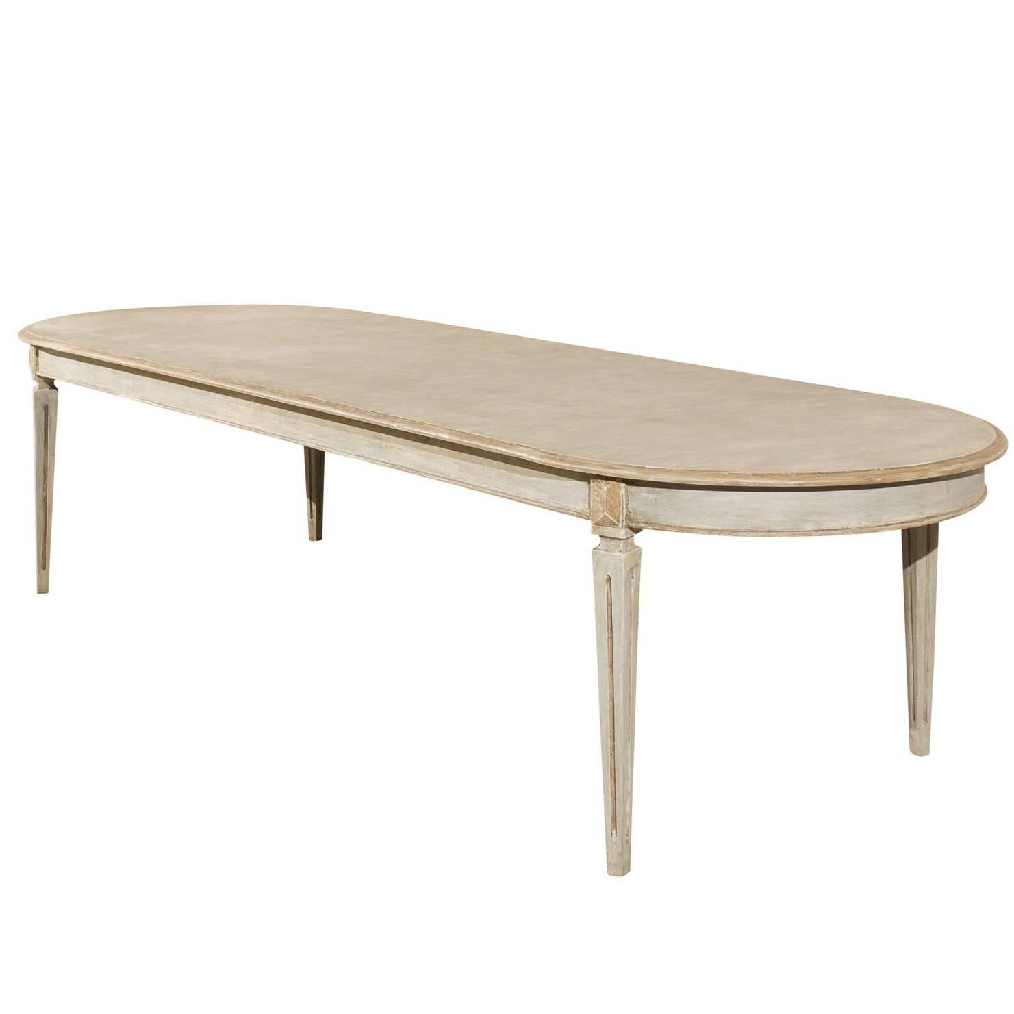 Swedish Oval Shaped Gustavian Style Dining Table
