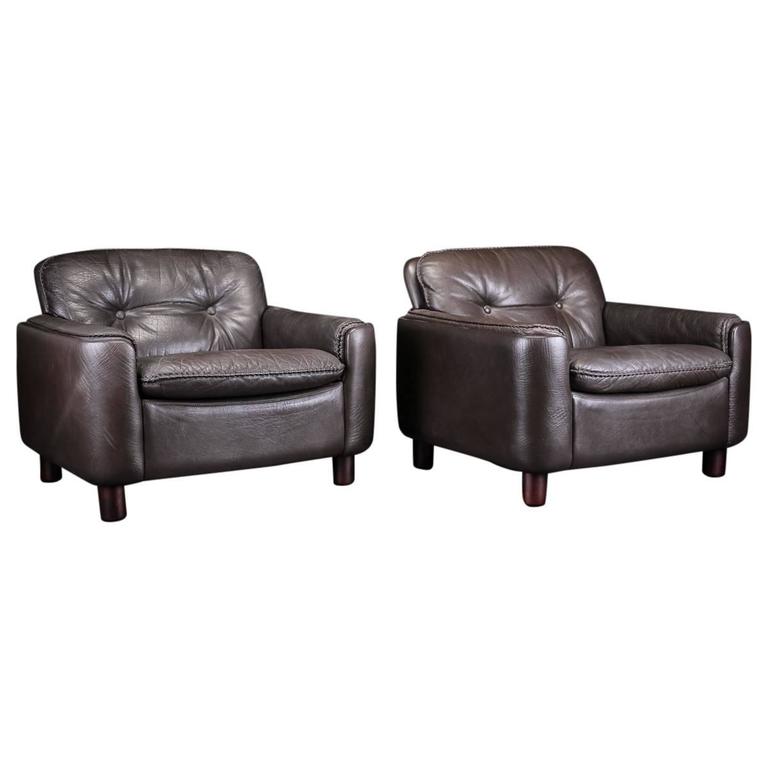 Pair of "Elephant" Chairs in Buffalo Hide Leather by Vatne Norway at