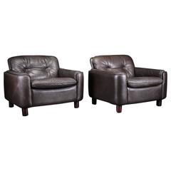 Pair of "Elephant" Chairs in Buffalo Hide Leather by Vatne Norway 