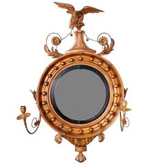 Late 19th Century Regency Giltwood Convex Mirror