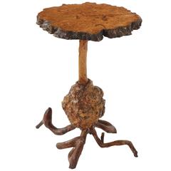 Swedish Birch Burl and Root Side Table 