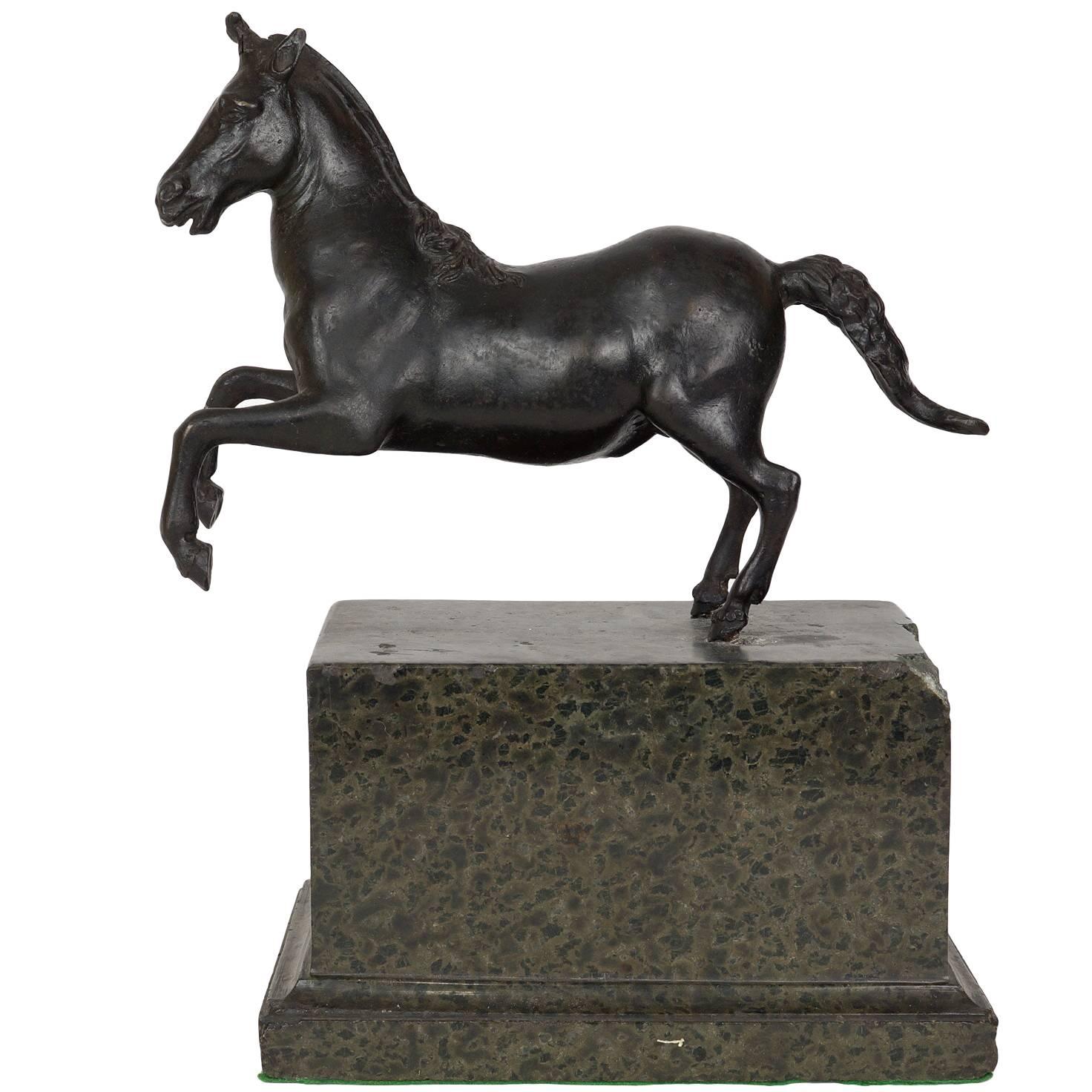 Patinated Bronze Figure of a Horse on Marble Base