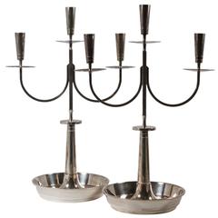 Pair of Large Silver Plated Tommi Parzinger Candelabras