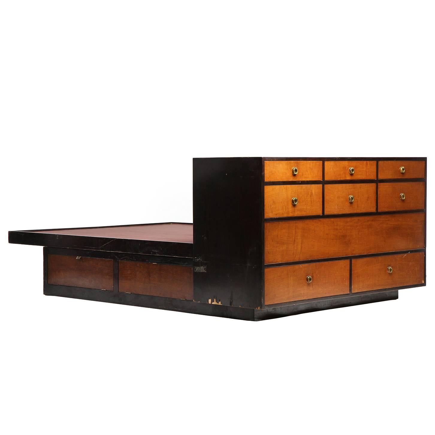 Custom Queen Platform Bed with by Edward Wormley For Sale at
