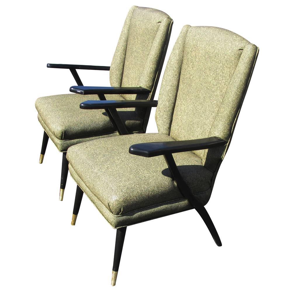Vintage Midcentury Pair of Italian Style Lounge Chairs
