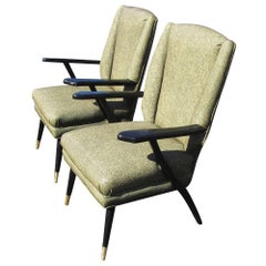 Vintage Midcentury Pair of Italian Style Lounge Chairs