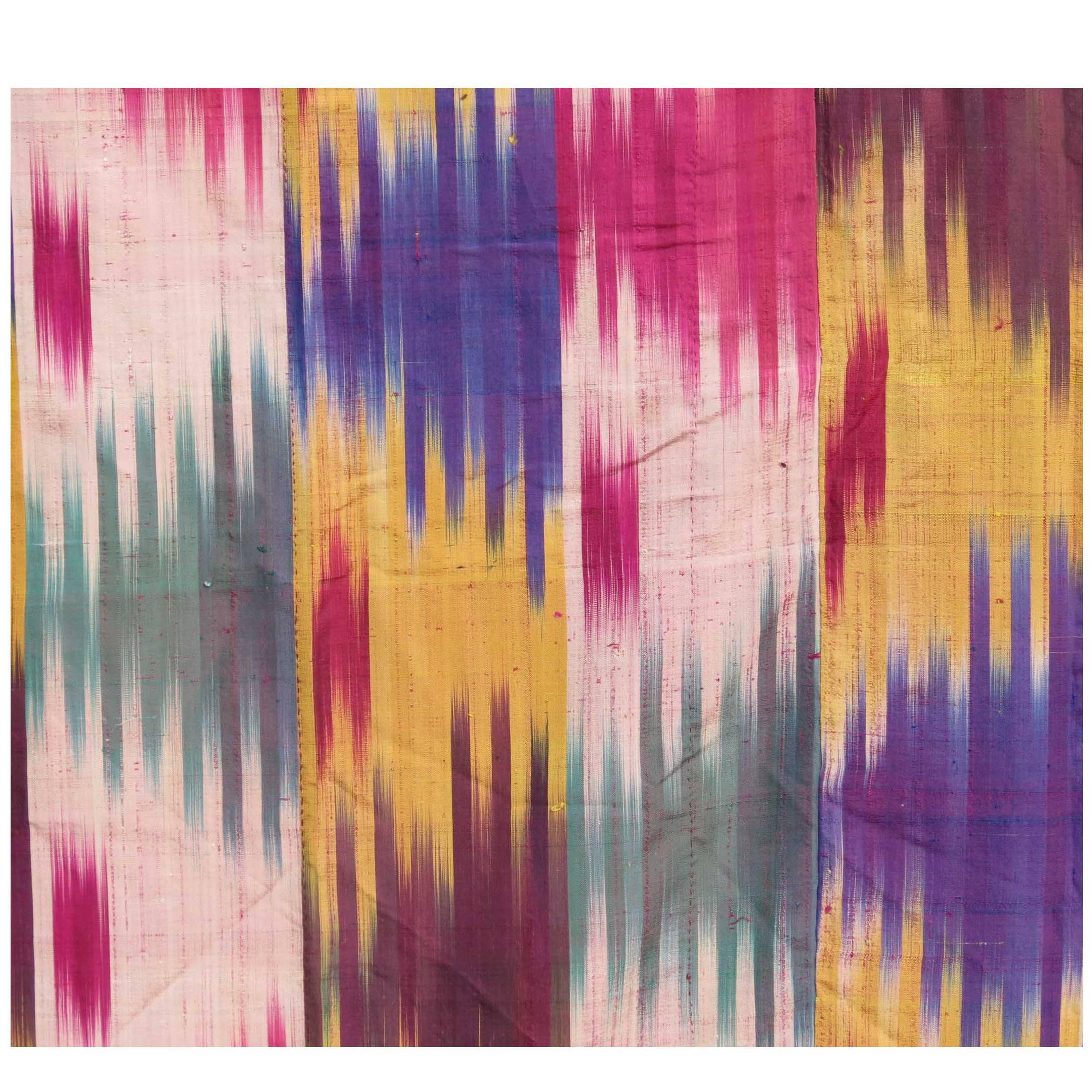 Antique Uzbek Ikat Panel, Central Asia, Late 19th Century