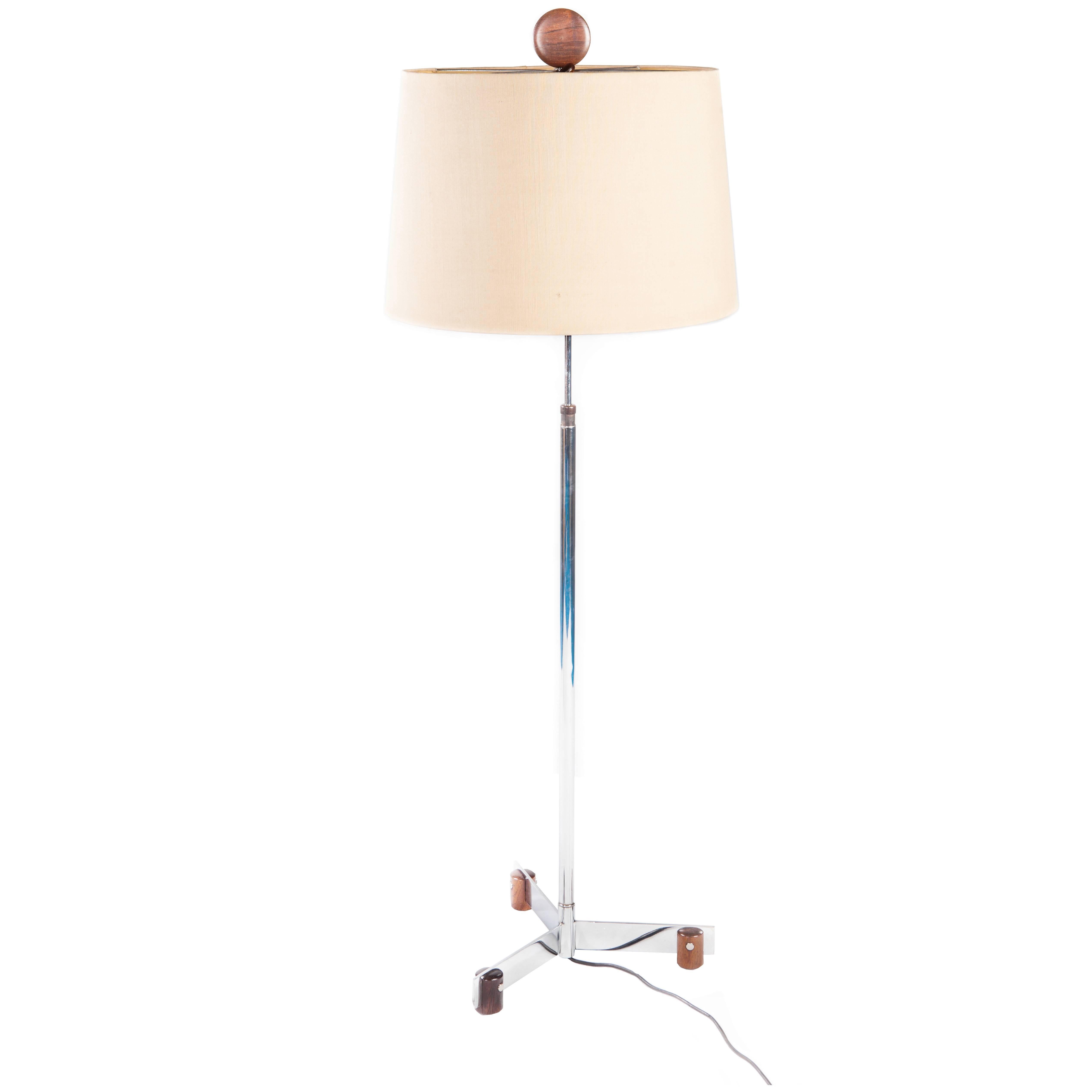 "Sergio Augusto" Brazilian Modern Chrome Floor Lamp by Sergio Rodrigues For Sale