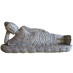 Vintage Reclining Buddha, Stone Garden Statue