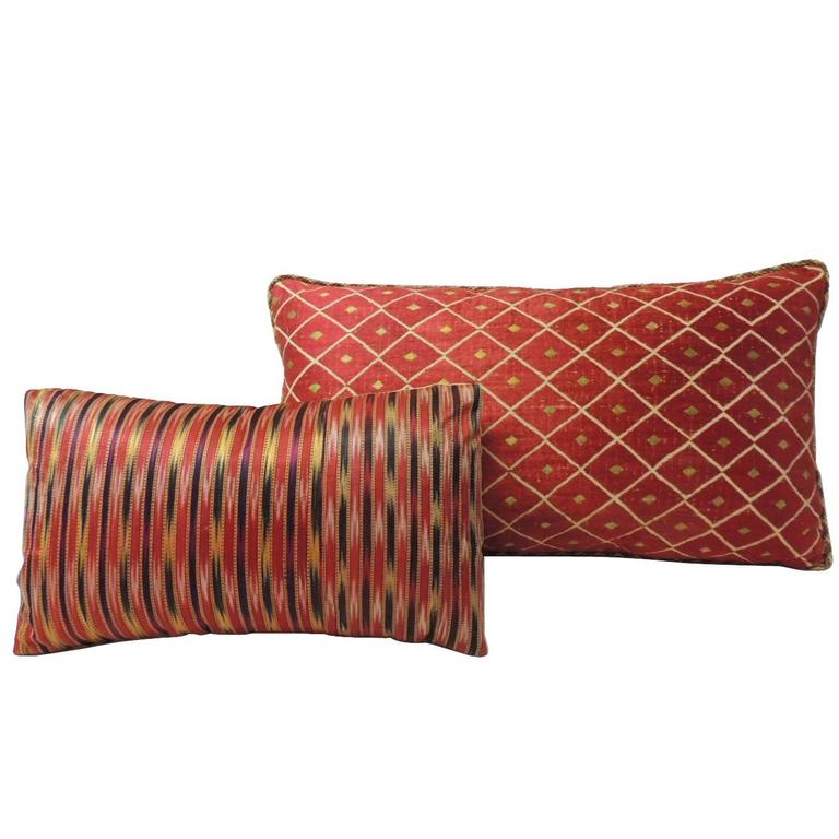 19th Century Red Moroccan Silk Pillows at 1stdibs